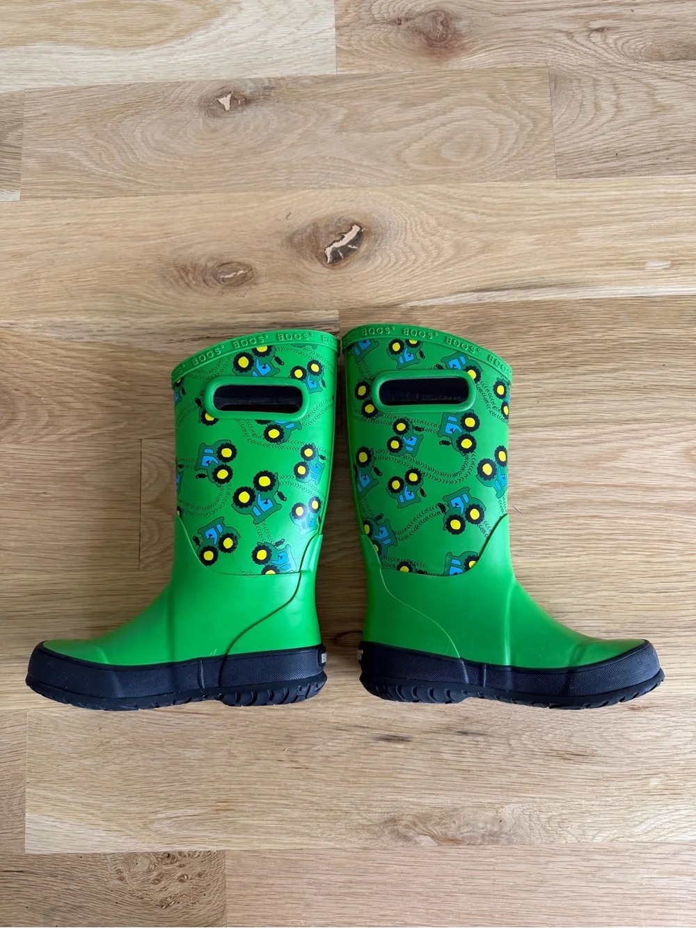 Bogs Green Tractor-Print Kids' Rain Boots - Size 12